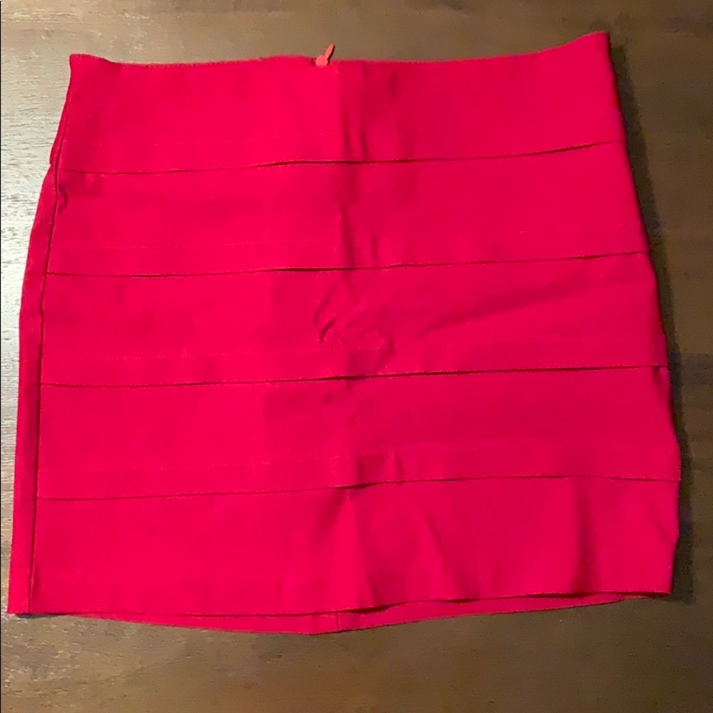 Bright red mini skirt